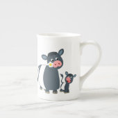 Cute Cartoon Belted Galloway Koe and Calf Porselein Kop (Rechts)