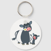 Cute Cartoon Belted Galloway Koe and Calf Sleutelh Sleutelhanger (Voorkant)