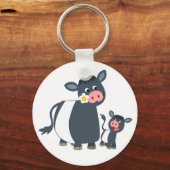 Cute Cartoon Belted Galloway Koe and Calf Sleutelh Sleutelhanger (Voorkant)