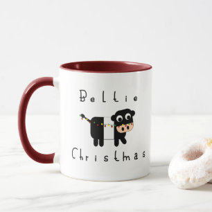 Cute Cartoon Beltie Kerstmis Belted Galloway Koe Mok