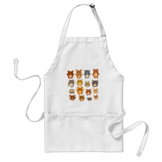 Cute Cartoon Beren apron Standaard Schort (Voorkant)