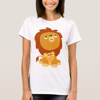 Cute Cartoon Beschermende Leeuw & Welp Vrouwen T-S T-shirt