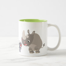 Cute Cartoon Big Rhino en Baby Rhino