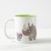 Cute Cartoon Big Rhino en Baby Rhino Tweekleurige Koffiemok (Links)