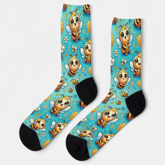 🐝✨ Cute Cartoon Bijen Cozy Everyday Cadeau 🌼 Sokken (Links)