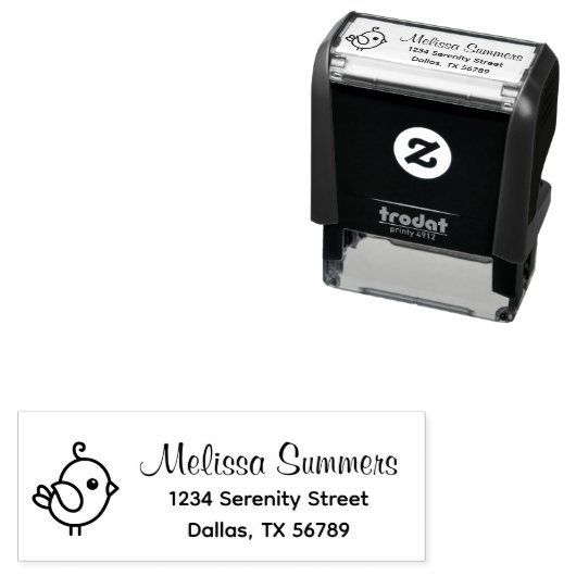 Cute Cartoon Bird Address Zelfinktende Stempel (In situ)