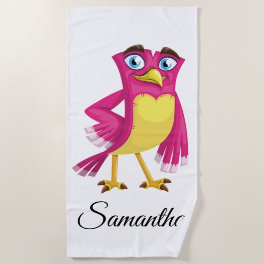 Cute Cartoon Bird Strandlaken (Voorkant)