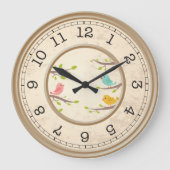 Cute Cartoon Birds Childrens Grote Klok (Voorkant)