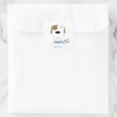 Cute Cartoon Birthday Dog Vierkante Sticker (Tas)