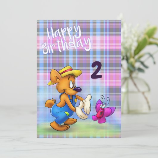 Cute Cartoon Birthday Kaart (Staand voorkant)