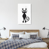 Cute Cartoon Black Cat Scratching Canvas Afdruk (Insitu (Slaapkamer))