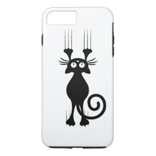 Cute Cartoon Black Cat Scratching iPhone 8/7 Plus Hoesje