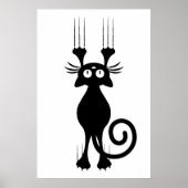 Cute Cartoon Black Cat Scratching Poster (Voorkant)