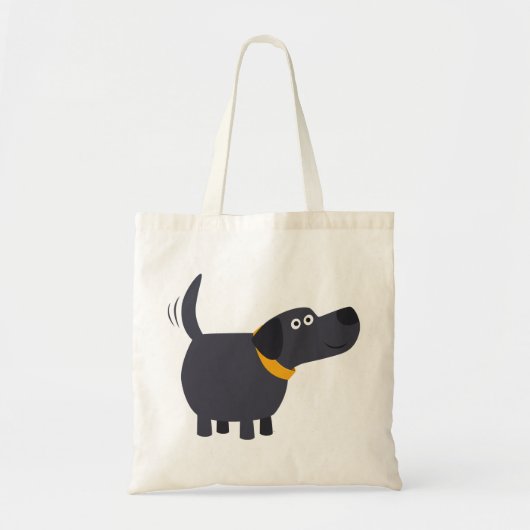 Cute Cartoon Black Labrador Bag Tote Bag (Voorkant)