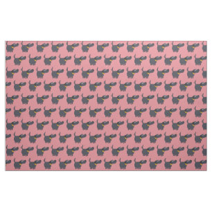Cute Cartoon Black Labrador Fabric Stof