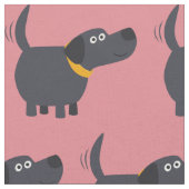 Cute Cartoon Black Labrador Fabric Stof (Close Up)