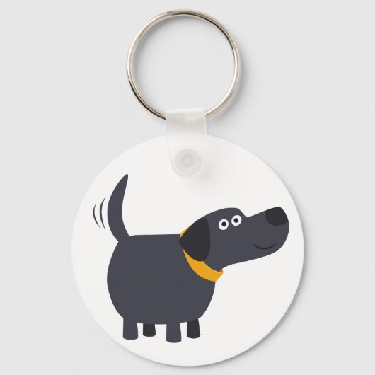 Cute Cartoon Black Labrador Sleutelhanger (Voorkant)