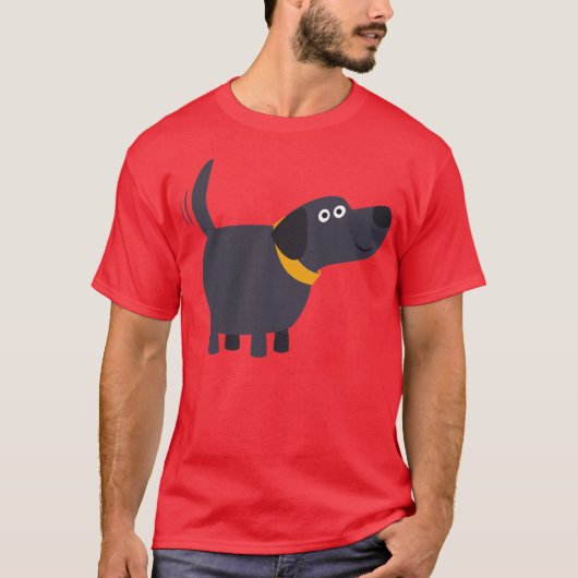 Cute Cartoon Black Labrador T-Shirt (Voorkant)