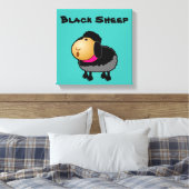 Cute Cartoon Black Sheep Drawing Canvas Afdruk (Insitu (Slaapkamer))