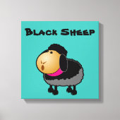 Cute Cartoon Black Sheep Drawing Canvas Afdruk (Voorkant)