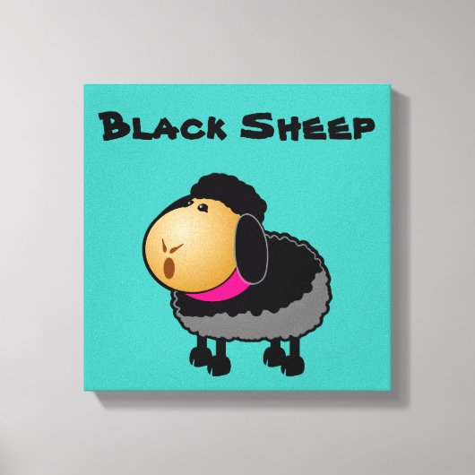 Cute Cartoon Black Sheep Drawing Canvas Afdruk (Voorkant)