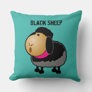 Cute Cartoon Black Sheep Drawing Kussen