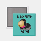 Cute Cartoon Black Sheep Drawing Magneet (Voorkant / Achterkant)