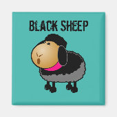 Cute Cartoon Black Sheep Drawing Magneet (Voorkant)