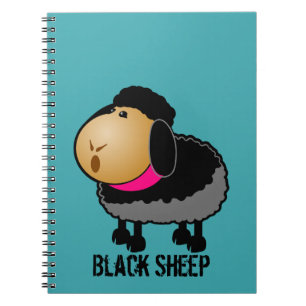 Cute Cartoon Black Sheep Drawing Notitieboek