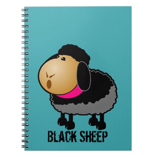 Cute Cartoon Black Sheep Drawing Notitieboek (Voorkant)