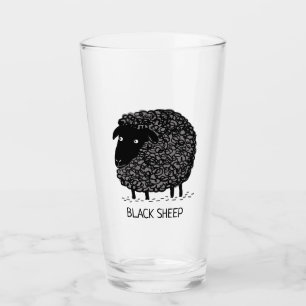 Cute Cartoon Black Sheep met aangepaste tekst Glas