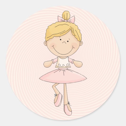 Cute Cartoon Blonde Ballerina Ronde Sticker (Voorkant)