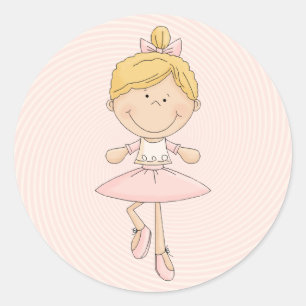 Cute Cartoon Blonde Ballerina Ronde Sticker