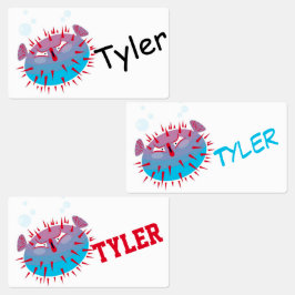 Cute Cartoon Blowfish Labels