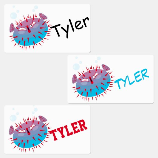 Cute Cartoon Blowfish Labels (Groep)