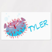 Cute Cartoon Blowfish Labels (Design 2)
