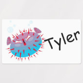 Cute Cartoon Blowfish Labels (Design 1)