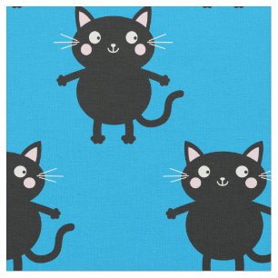 Cute Cartoon Blue Black Cats Baby Nursery Kind Roo Stof