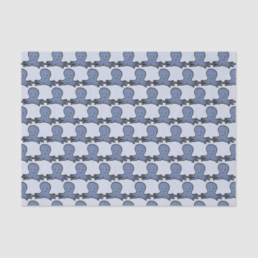 Cute Cartoon Blue Octopus Pattern Tissuepapier (Voorkant)