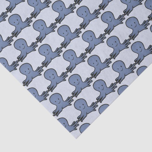 Cute Cartoon Blue Octopus Pattern Tissuepapier (Detail)