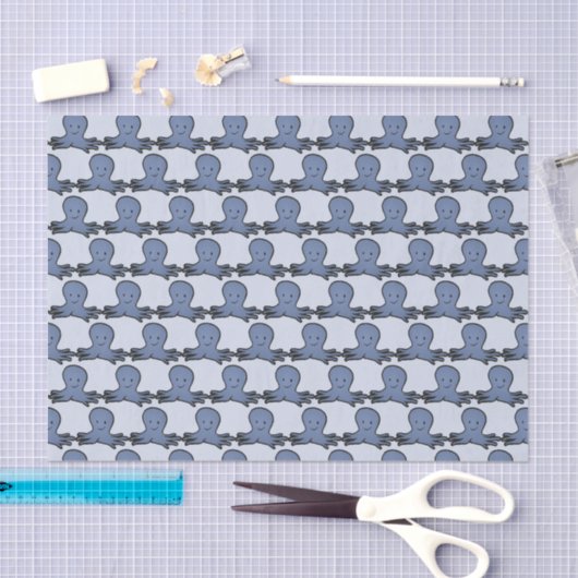 Cute Cartoon Blue Octopus Pattern Tissuepapier (Craft)