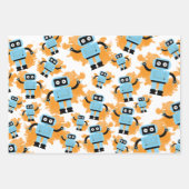 Cute Cartoon Blue Robot Oranje Waterverf Splash Inpakpapier Vel (Voorkant)