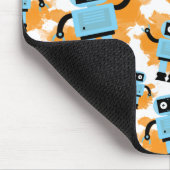 Cute Cartoon Blue Robot Oranje Waterverf Splash Muismat (Hoek)