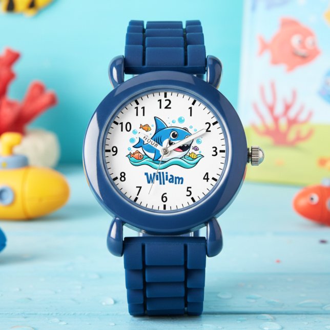 Cute Cartoon Blue Shark Horloge (Creator heeft geüpload)