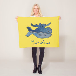Cute Cartoon Blue Whale Fleece Deken