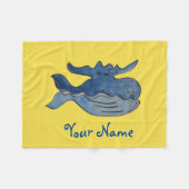 Cute Cartoon Blue Whale Fleece Deken (Voorkant (Horizontaal))