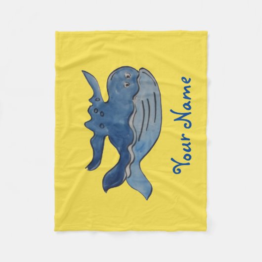 Cute Cartoon Blue Whale Fleece Deken (Voorkant)