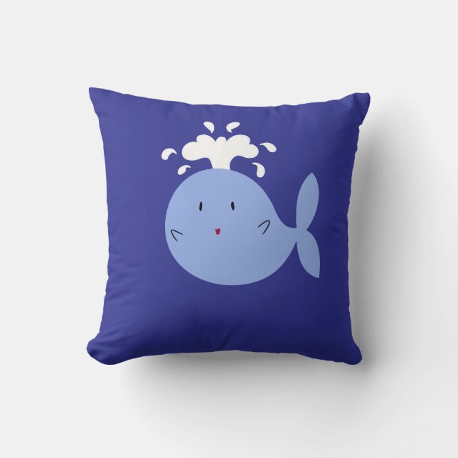 Cute Cartoon Blue Whale Kussen (Voorkant)