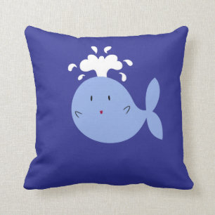 Cute Cartoon Blue Whale Kussen