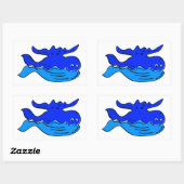 Cute Cartoon Blue Whale Rechthoekige Sticker (Vel)